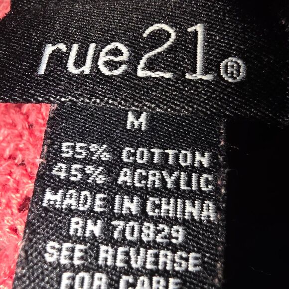 ​Y2K Rue 21 Coral Knit Cardigan Sweater Ruffle Hem Open Front M - Picture 3 of 3